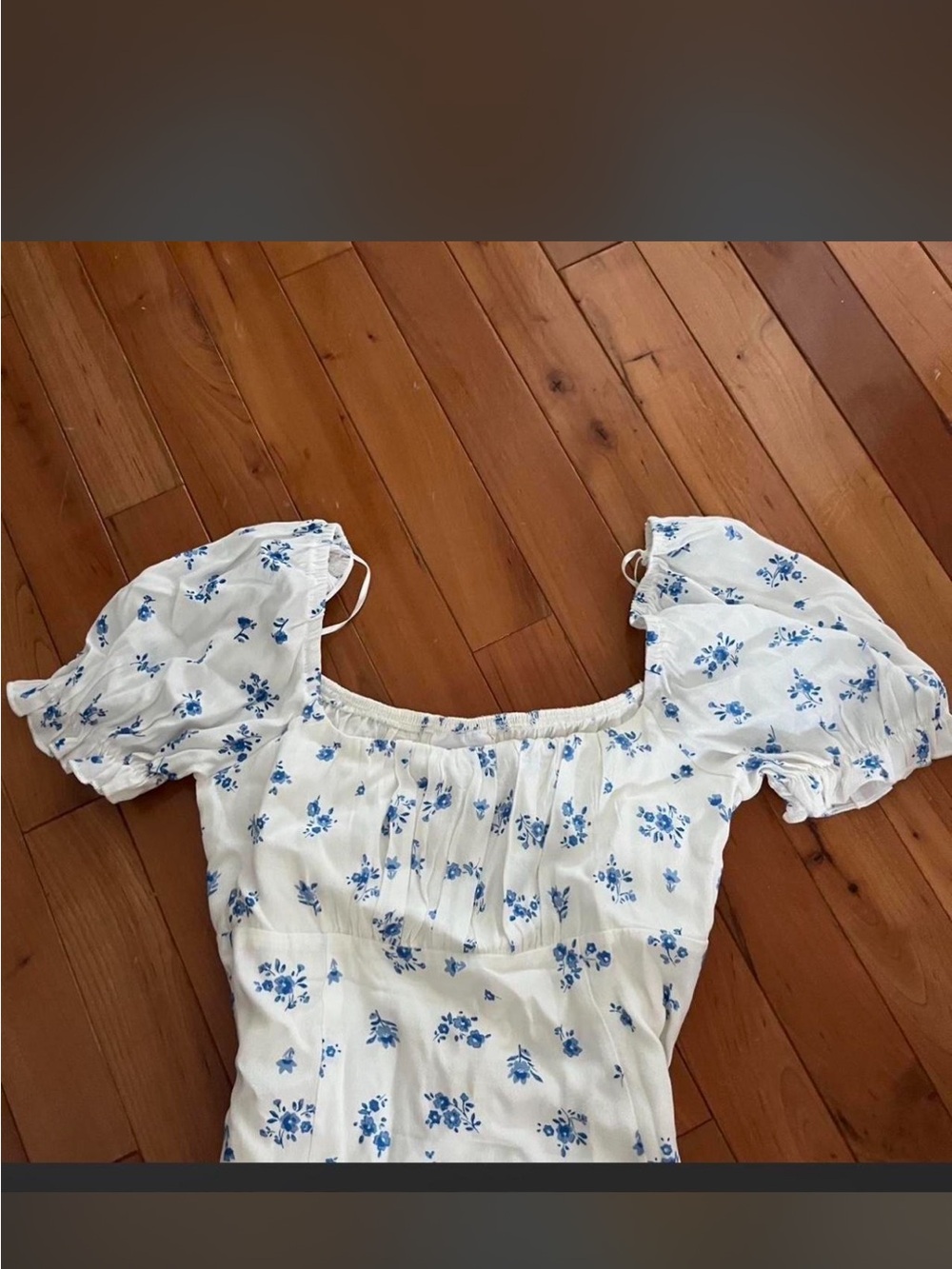 Skylar + Madison White Mini Dress with Blue Floral Tooo Cuuuute!